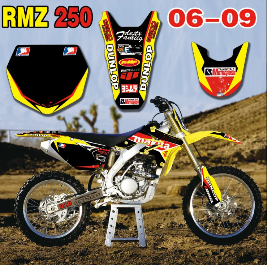 6 видов стилей мотоциклетная команда Графика Фоны наклейки Наборы для SUZUKI РМЗ 250