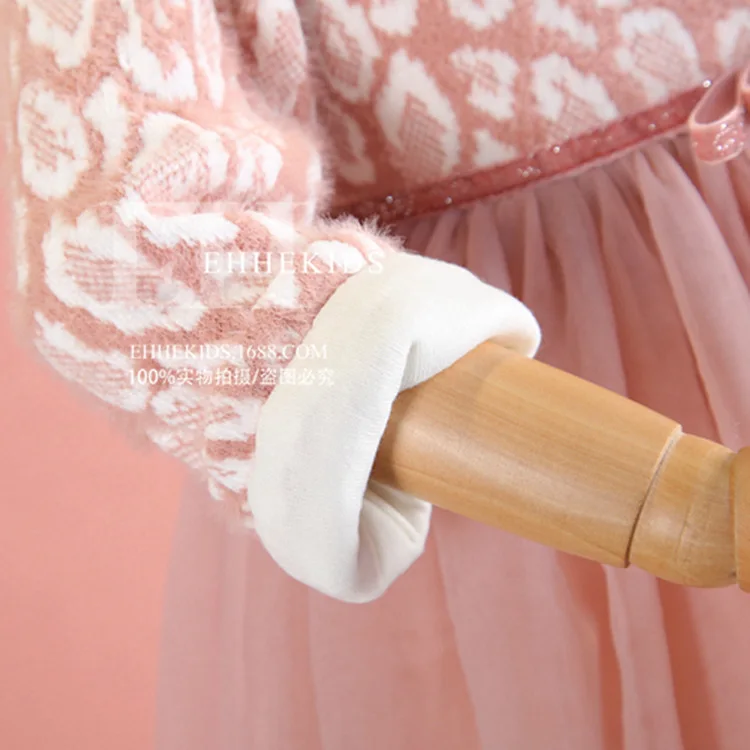 Вельветовое Сетчатое платье для девочек Новинка 2019 года зимнее стильное плотное