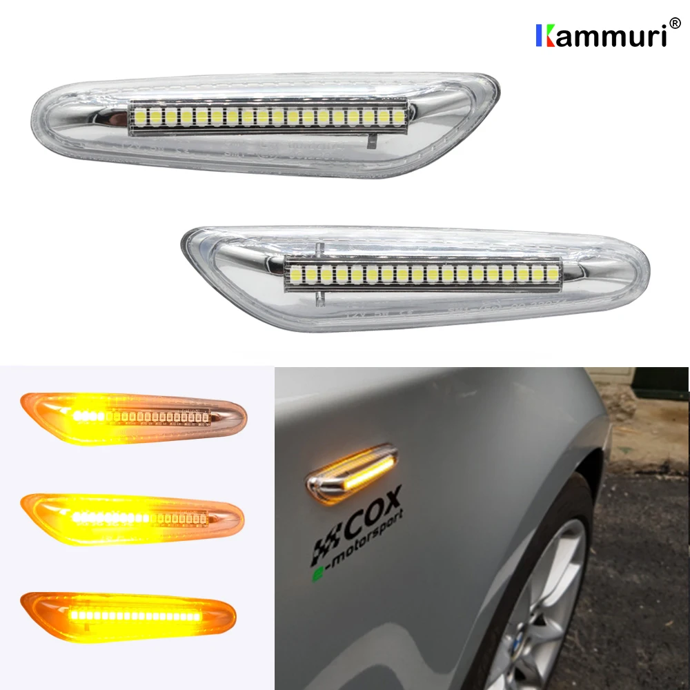 2 шт. Серебристый Белый Светодиодный Боковой габаритный фонарь сигнал поворота