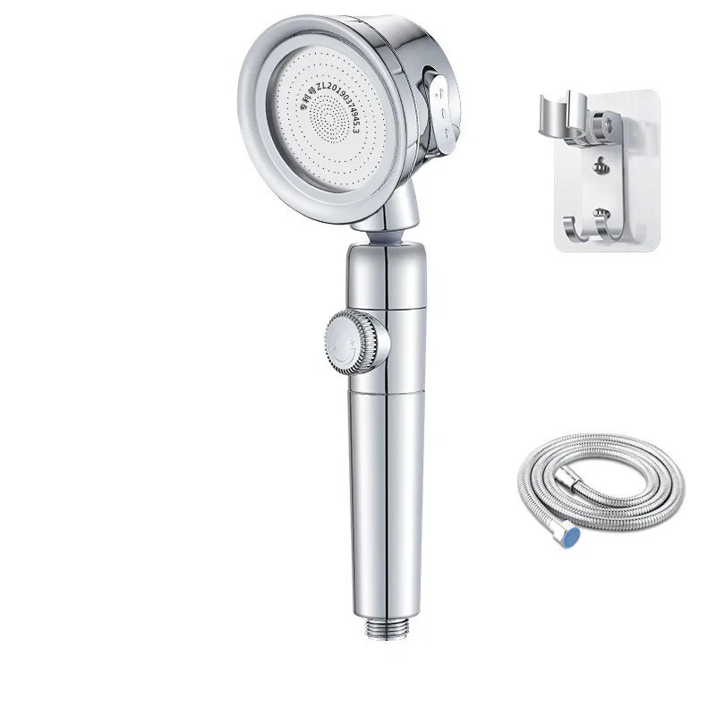 

New Pressurized Hand-held Shower Head 1.5meter Hose Adjustable Showerhead