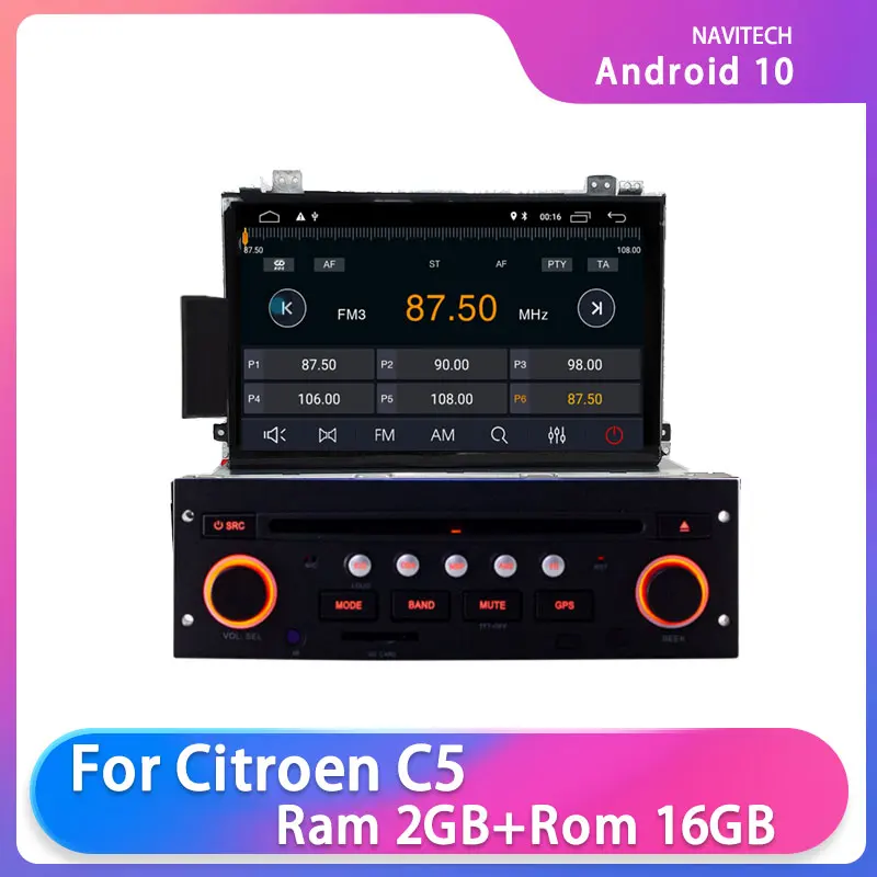 Автомобильный мультимедийный плеер автомагнитола на Android 10 с GPS DVD CD Wi Fi для Citroen C5