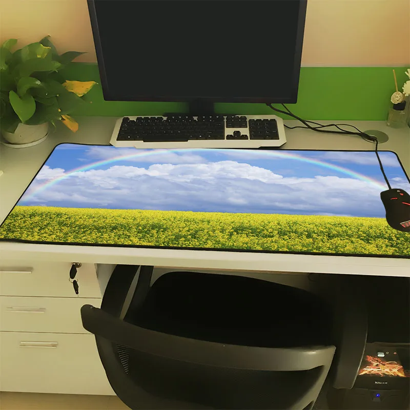 Коврик для мыши XGZ большого размера коврик с красивыми цветами море радуга облако