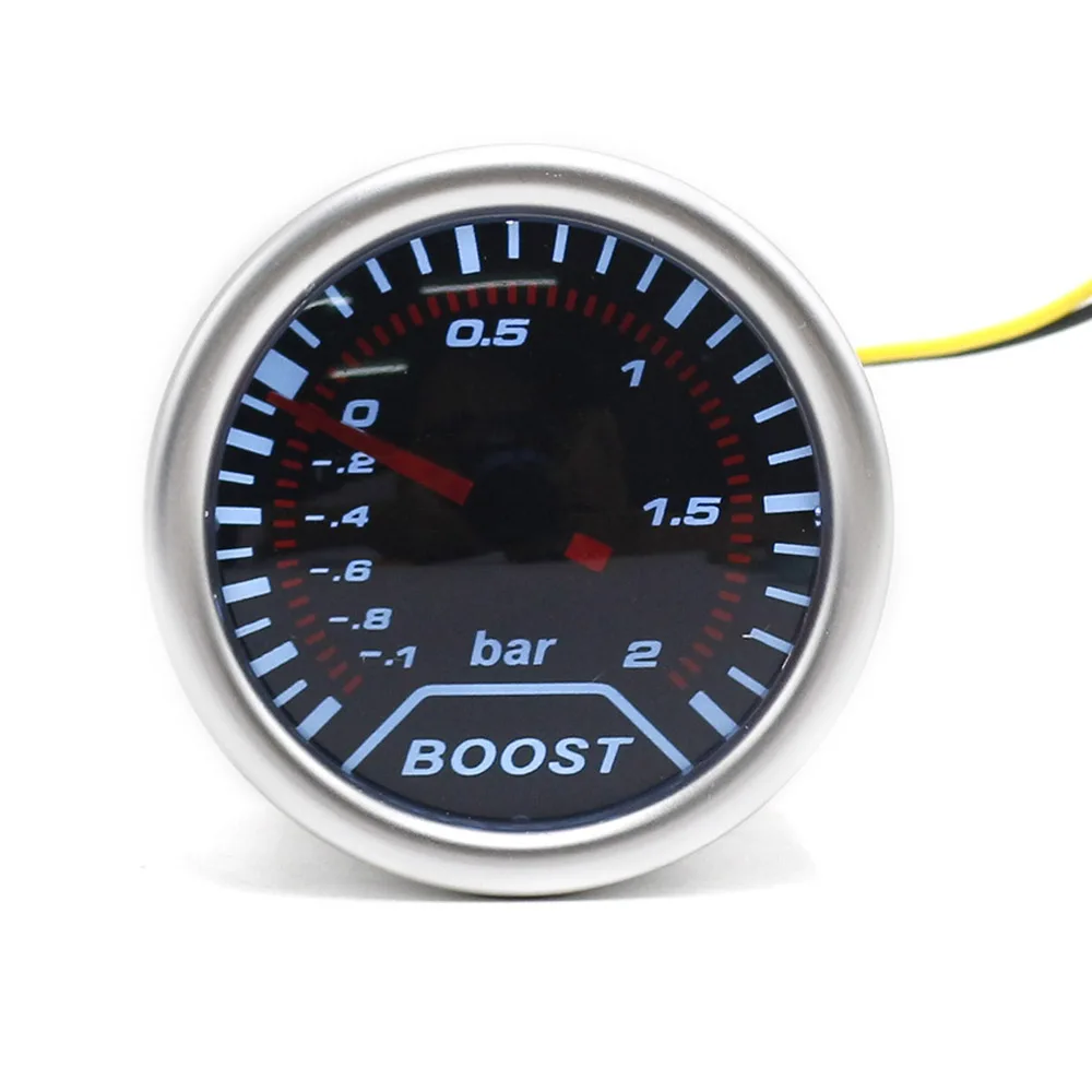 

2"52mm 12V Car Auto Turbo Boost Gauge -1~2 Bar Smoke Lens Car Turbo Pressure Meter White LED Light