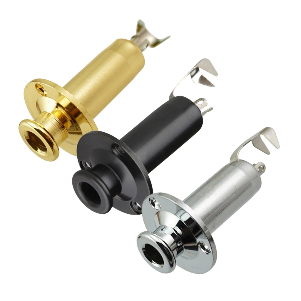 

Brass 1/4" Strap End Pin Output Input Jack For Electric Guitar Bass