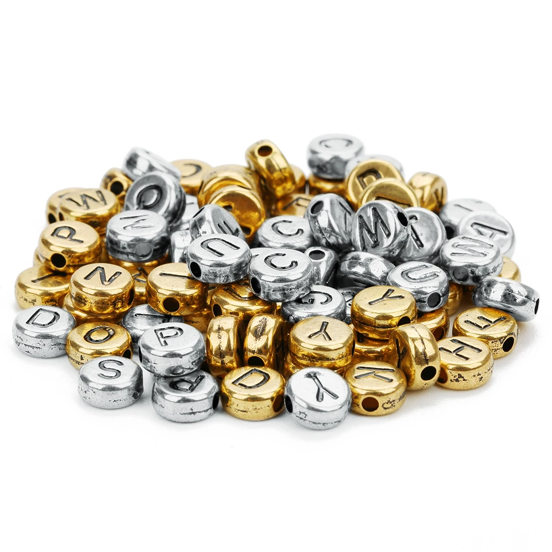 Круглые акриловые бусины Beadtales 100 шт./лот 7 мм под Античное золото/серебро с
