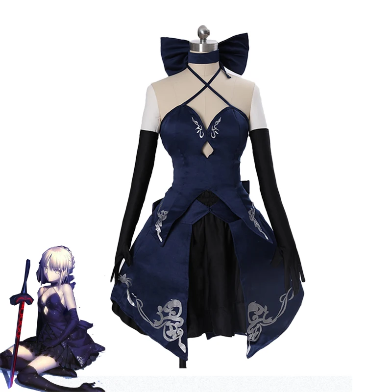 Японский аниме Fate Share Night Altria Pendragon карнавальный костюм темно-синее сексуальное