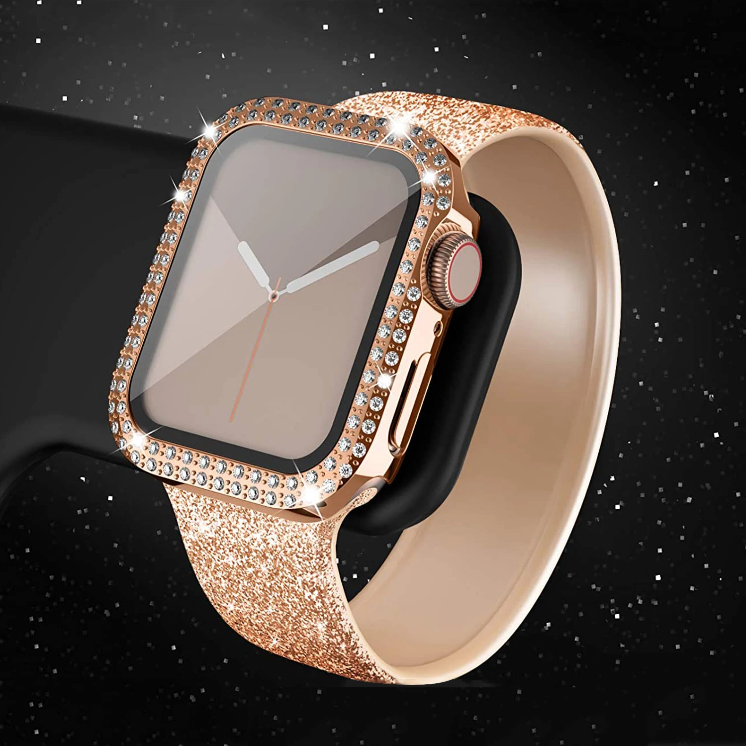 Алмазный чехол для Apple Watch 44 мм 40 42 38 шикарная Защита экрана iwatch series 3 4 5 6 7 se 41 45 -