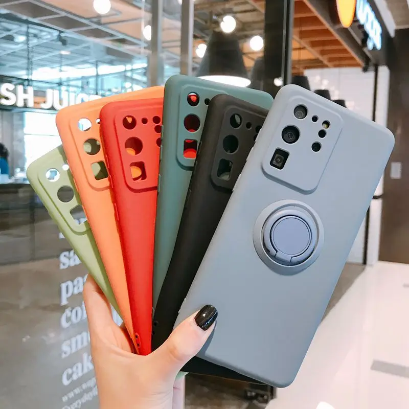 

10 PCS Magnetic Ring Holder Liquid Silicone Phone Case For Huawei P20 P30 P40 Nova 5T 5i 6 7 8 SE Mate 40 Honor 20 30 Pro Cover