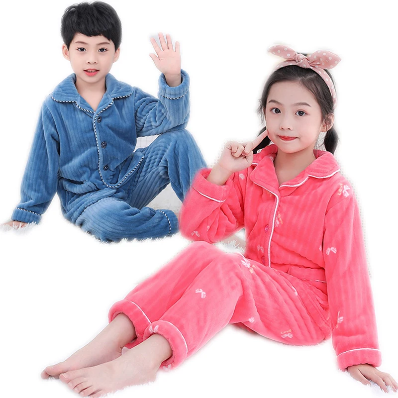 

Winter Family Matching Pajamas Sets Mother And Daughter Flannel Homewear Warm Velvet Sleepwear 1-16 Yrs Children Fleece Clothes