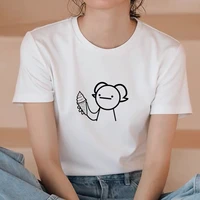 2021 small people printed t shirt funny lovely new style white summer tee korean trend short sleeve graphic tees women t shirt