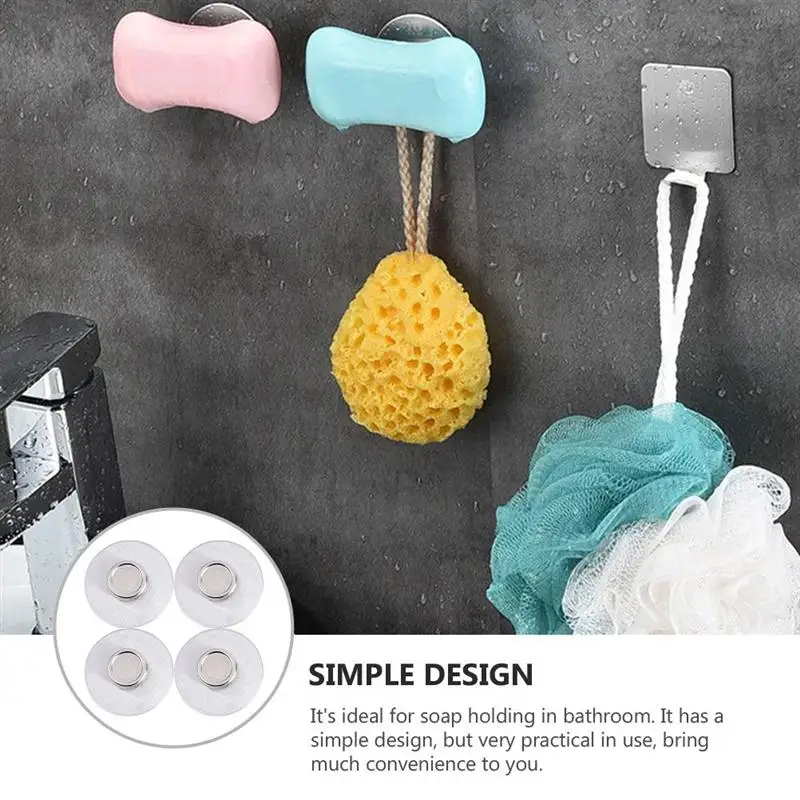 

4pcs Creative Magnetic Soap Holders Bathroom Wall Hanging Soap Holders (Silver)