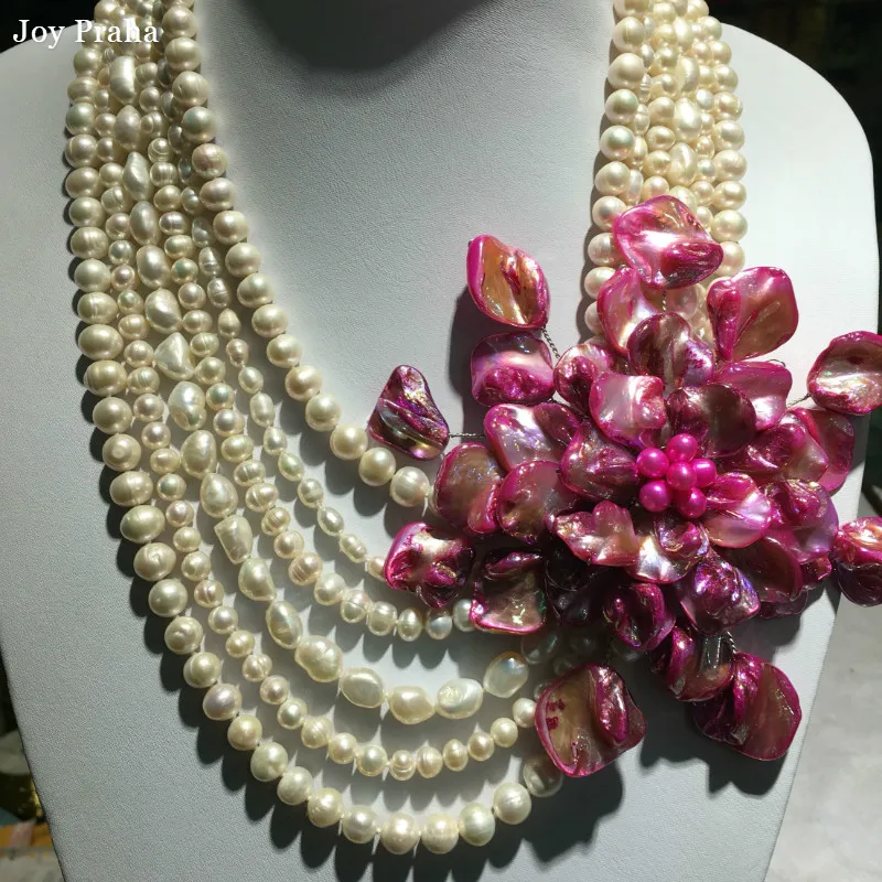 

Natural pearl shell women necklace / Hand-woven peony necklace / wholesale dropshipping