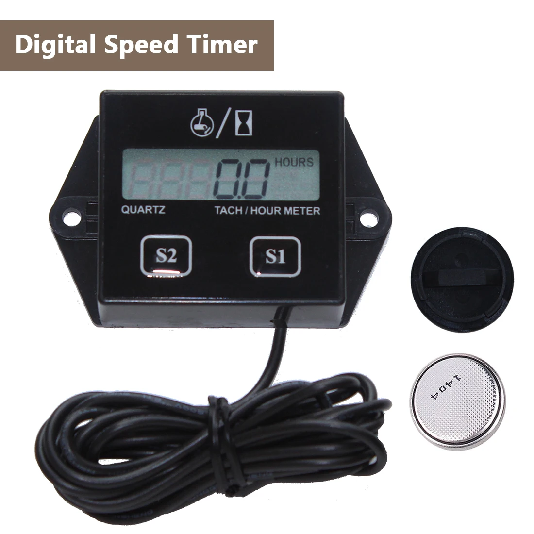 

Digital Hour Meter Tachometer Gauge Inductive For Motorcycle Boat Car Stroke Engine 0-9999.9H Timing Range LCD Display