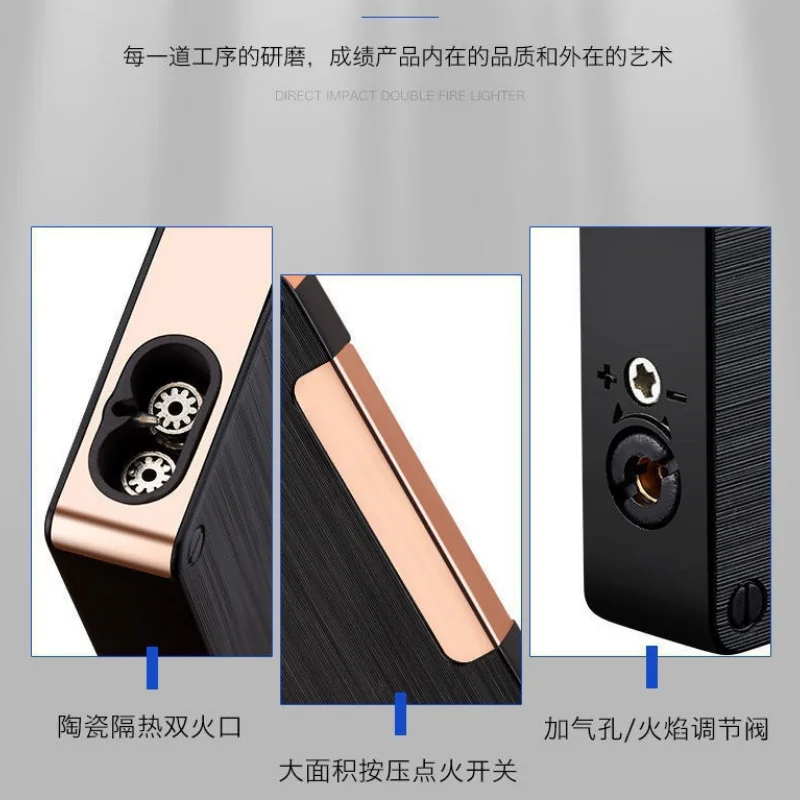 

Gadgets For Men Gifts Stronger Straight 2 Flame Metal Gas Lighter Butane Cigarette Torch New Lighter (No Gas In)