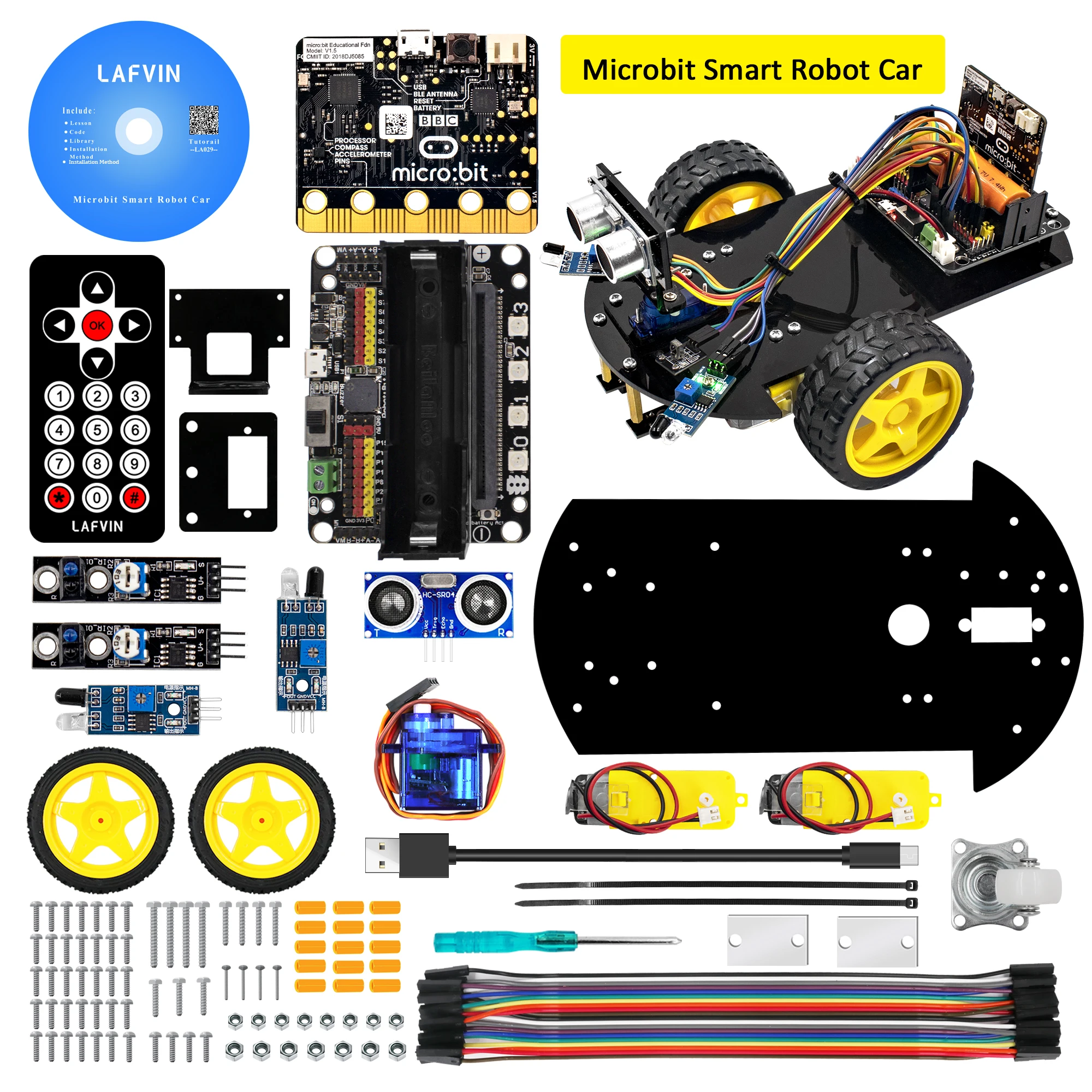 Новинка! Умный робот LAFVIN V2.0 в комплекте плата Micro:bit для микробита с руководством