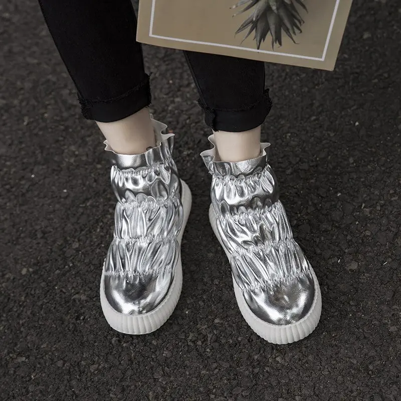 

Fashion Women's Winter Boots 2020 Platform Rain Shoes Waterproof Silver Black Ankle Booties Plus Plush Keep Warm Botas