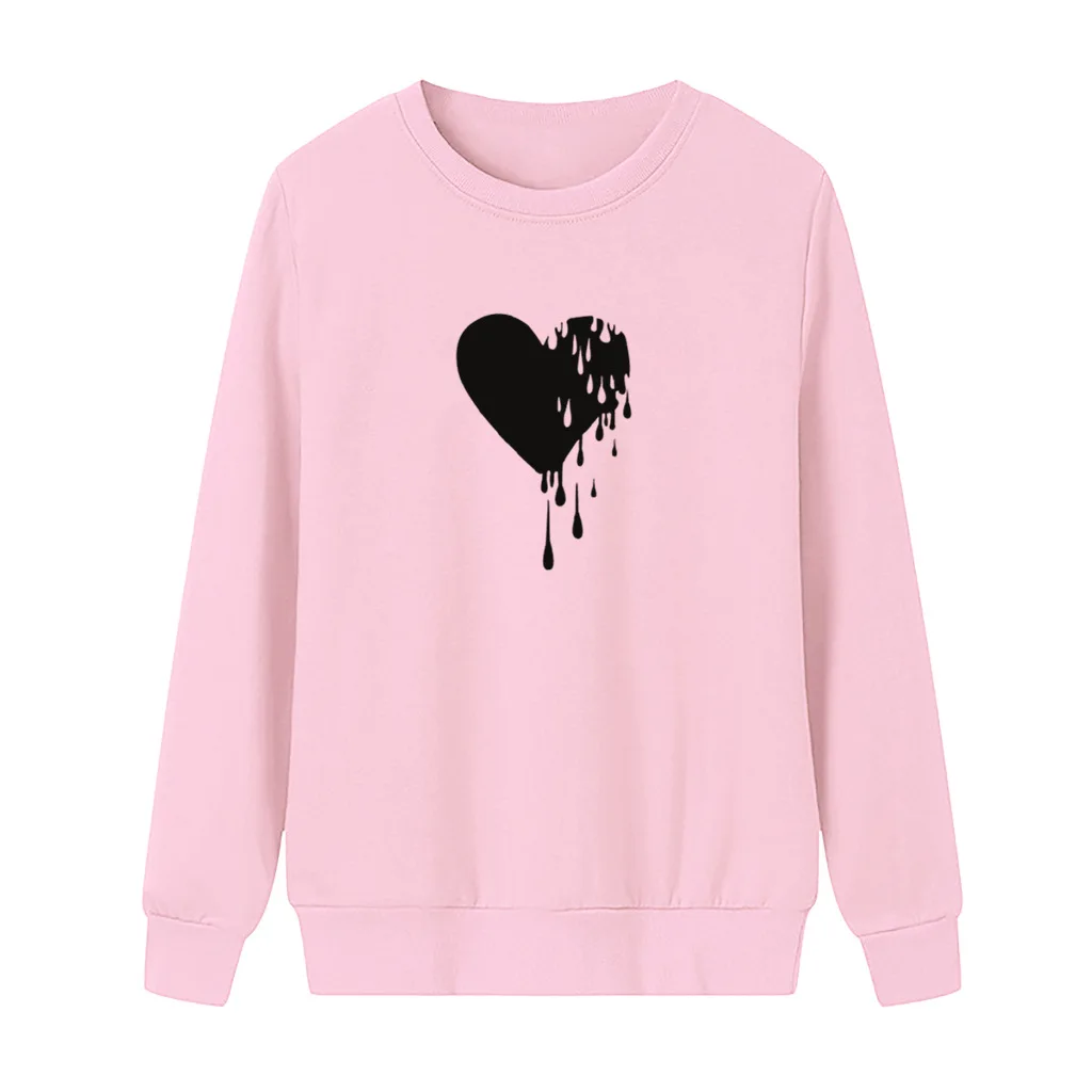 

Women Crewneck Sweatshirt Sudaderas Para Mujer Graphic Hoodies Women Tops Long Sleeve Heart Printing Sweatshirt Women