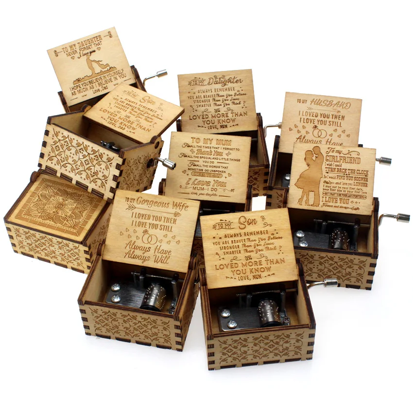 

new handcranked music box theme song you are my sun "love wife loves daughter love grandpa love grandma" Christmas birthday gift