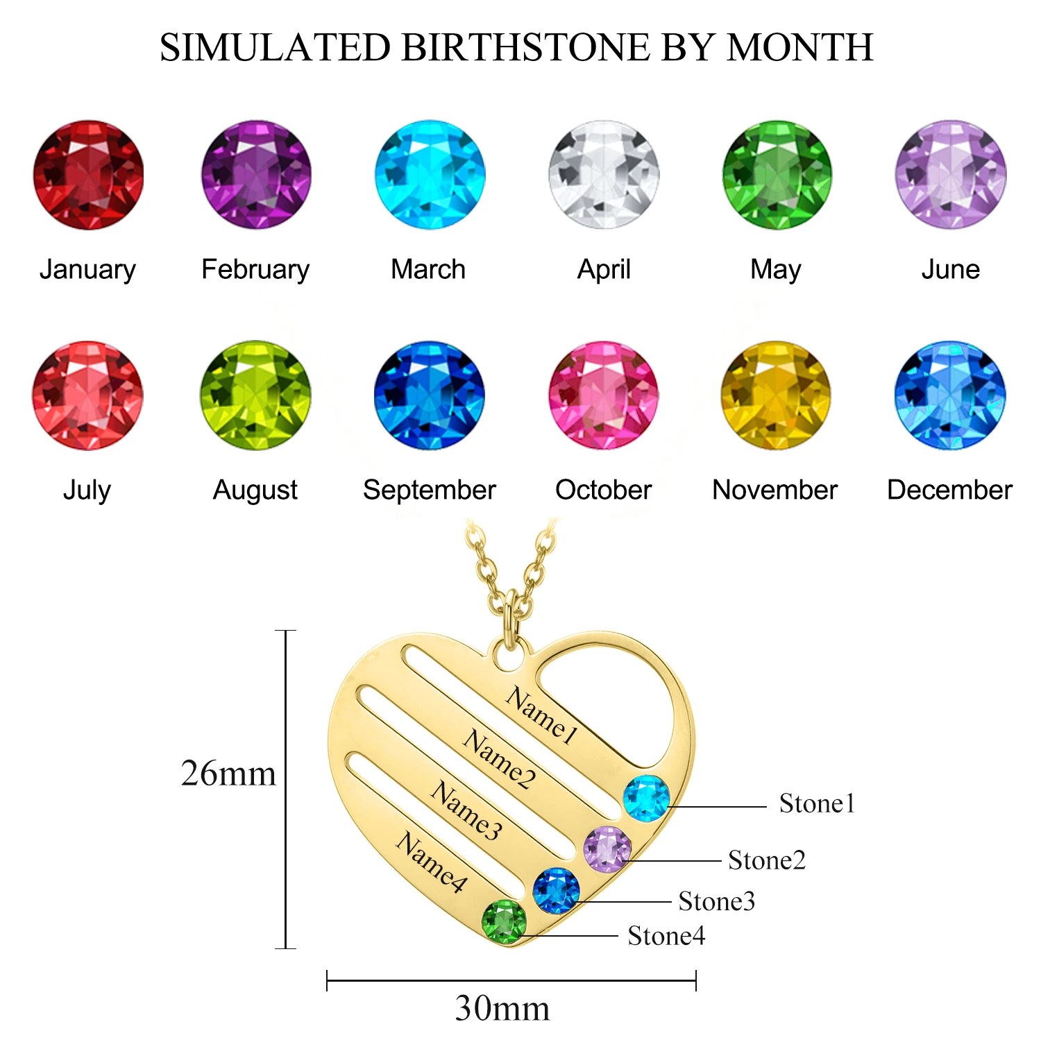 

925 Sterling Silver Custom Family Birthstone Necklace Shiny Full Zircon Retro Pendant Necklaces Gift 2021 Trend New Jewelry