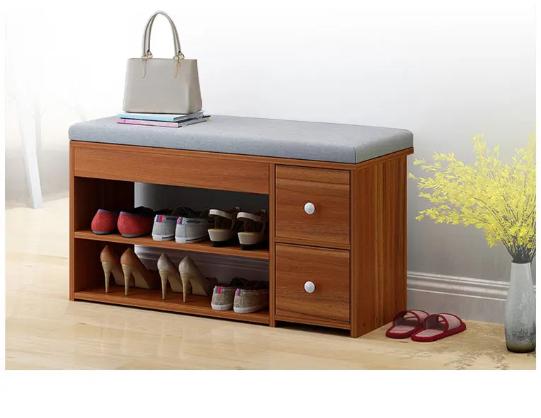 Nordic Creative Entrance Shoe Bench Storage Stool Multi-function Double-layer Shoe Rack Living Room Sofa Stool