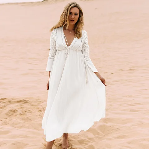 Летнее женское сексуальное пляжное платье-бикини с v-образным вырезом