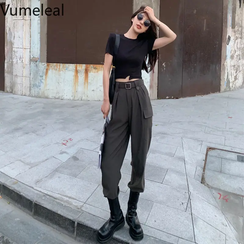 

Cargo Pants Women Korean Version Loose Fashion Bundle Foot Harun Pants Spring, Summer and Autumn Thin Cargo Pants Women Gothic