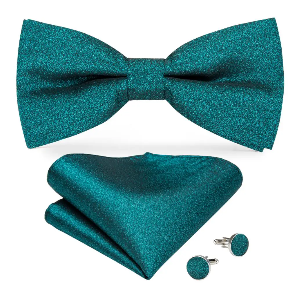 Шелковый однотонный галстук бабочка роскошный темно зеленый мужской свадебный