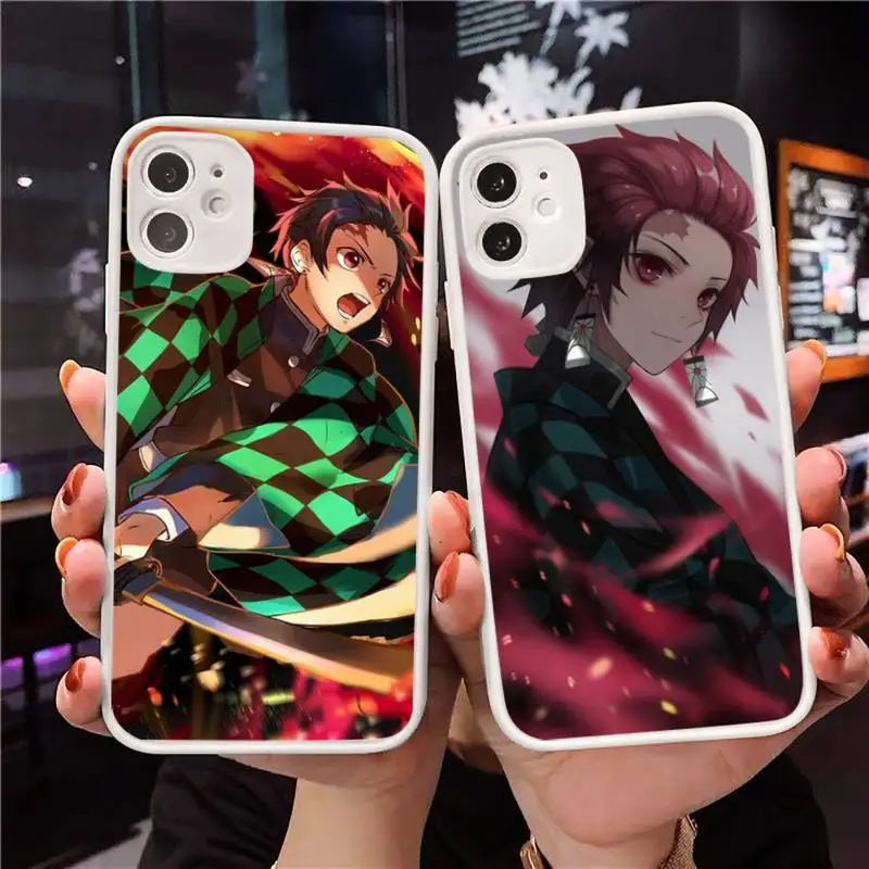 

Demon Slayer Kamado Nezuko Phone Case Matte Transparent for iPhone 7 8 11 12 s mini pro X XS XR MAX Plus Clear mobile bag