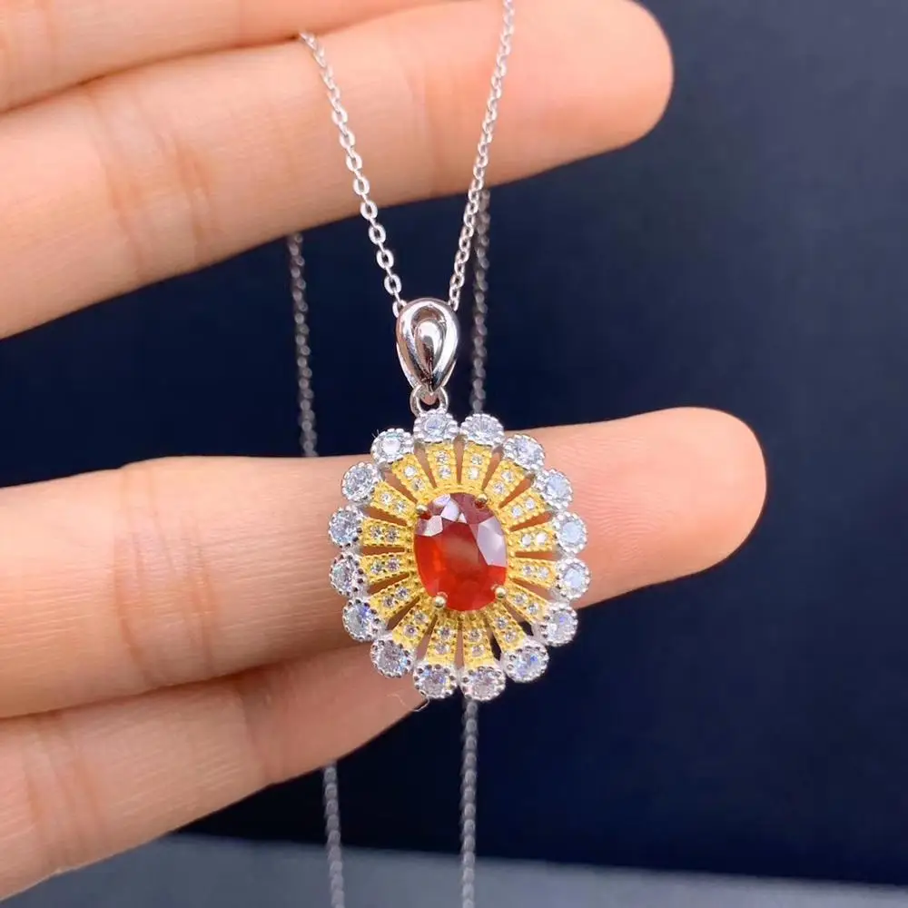 

New natural ruby necklace 925 sterling silver high end jewelry gold plated