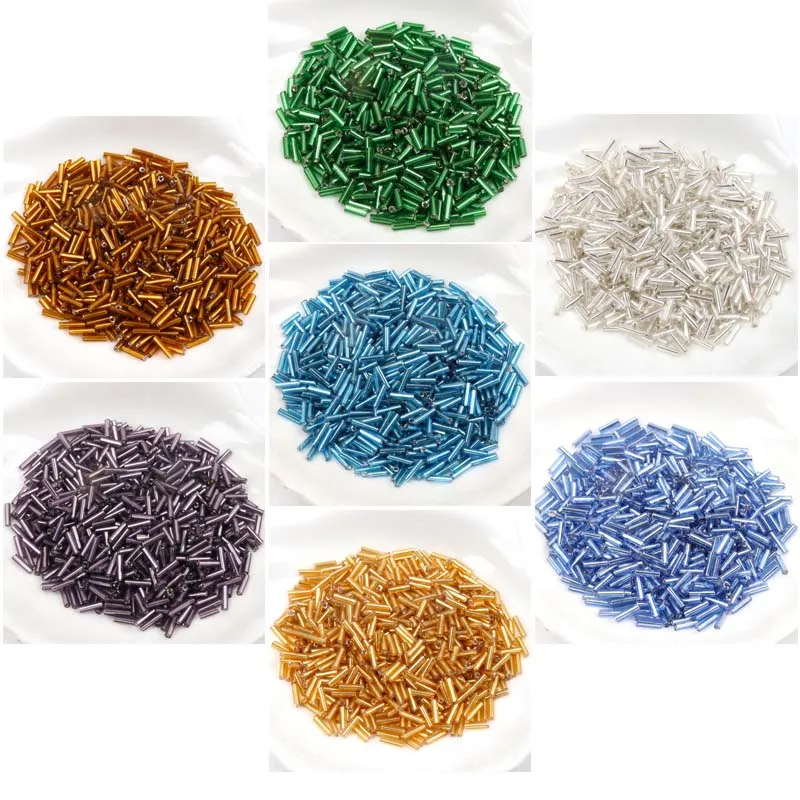 Бисер из прозрачного стекла 17 цветов 6х2 мм 300 шт. бисер с серебряной подкладкой