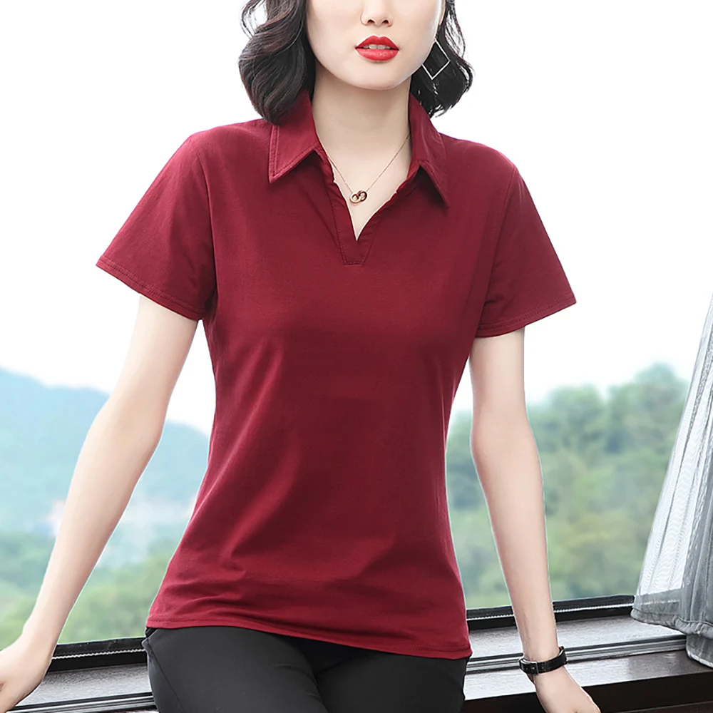 Однотонная рубашка-поло женские хлопковые рубашки с длинным рукавом