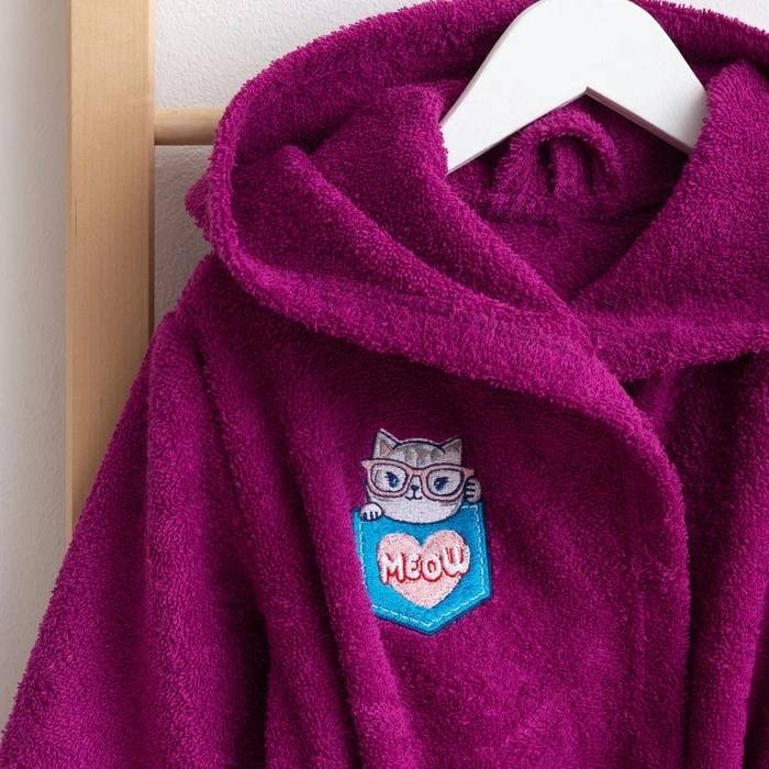 Халат махровый детский Мяу размер 32 цвет фиолетовый с AIRO | Мать и ребенок
