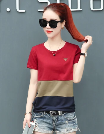 

Summer 2020 burgundy short sleeve t shirt Women Top Garment multi