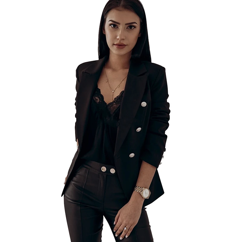 

Blazer Coat Jacket Sexy Suit Slim Double Breasted Solid Color Women 21 Spring Summer Hot White Khaki Red Fashion Feminina CX1559