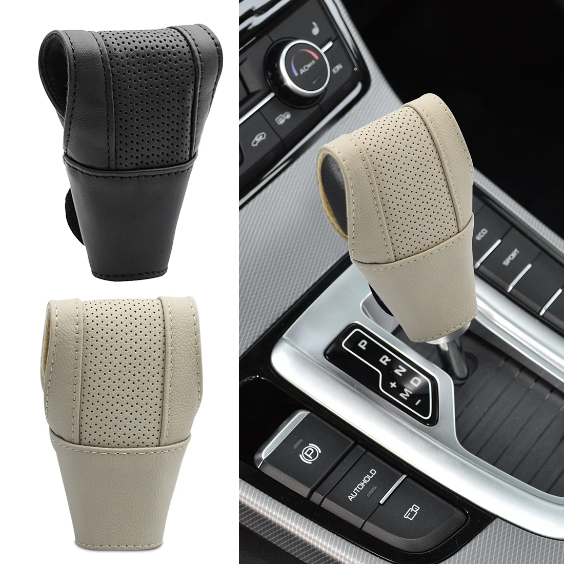 

Leather Car Gearbox Shift Knob Cover Protector Gear Stick Collars Handle Level Change Head Case Protection Styling Accessories