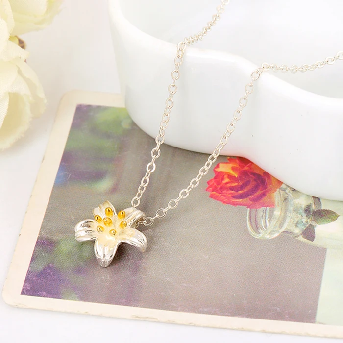 

925 Sterling Silver Flower Necklaces & Pendants For Women Fashion Lady Festival Gift Sterling-silver-jewelry