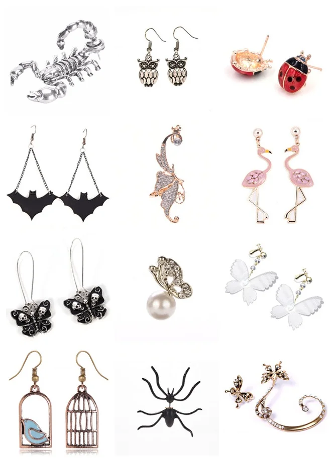 Животное серьги в виде птиц для женщин Бабочка Фламинго Птица Сова Форма