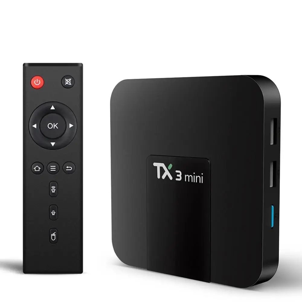 

Satxtrem Android TV Box Smart TV 4K TX3 Mini Set Top Box Media Player Amlogic S905W + i8 Backlit Wireless Keyboard Fly Air Mouse