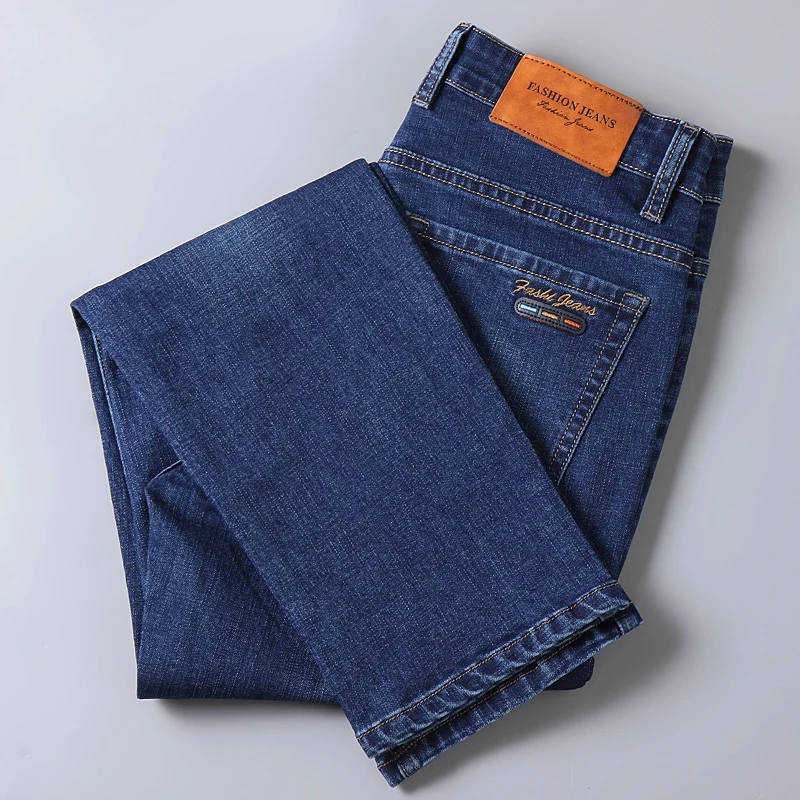 2020 Autumn and Winter New Men's Slim Business Jeans Fashion Casual High Quality Blue Black Denim Trousers Male Brand Pants | Мужская