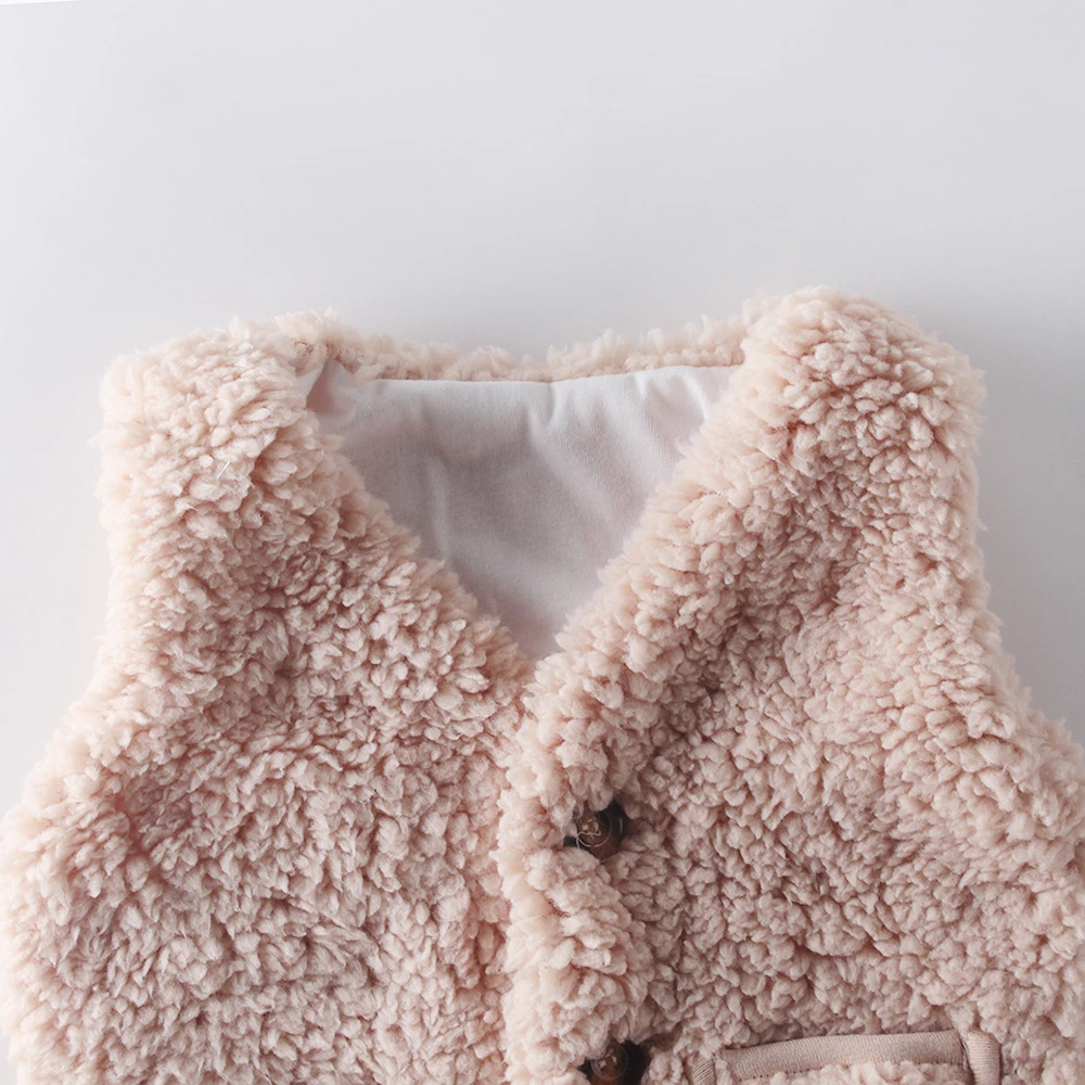 

Winter Toddler Clothes Outfits Sweet Solid Color Warm Newborn Baby Coat Wild Lamb Vest Infant Kids Children Jacket To Send Hat