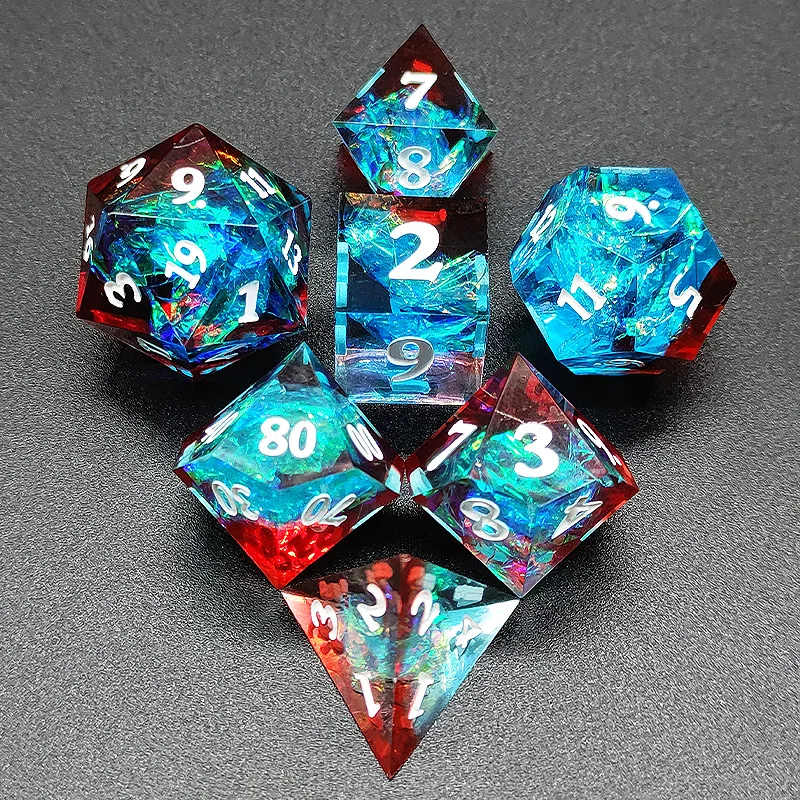 

Resin Dice DND Board Game COC Running Group TRPG Cthulhu Polyhedron Blue Brown Sub Suit 7-piece Set