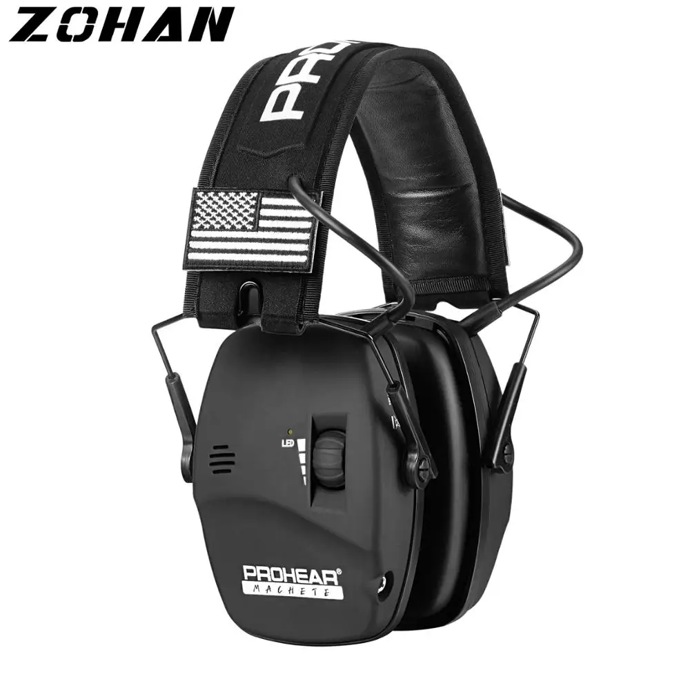 Auditiva de Tiro Nr22db para a Caça Zohan Tático Earmuffs Proteção Eletrônico Muffs Cancelamento Ruído Defender Ajustável