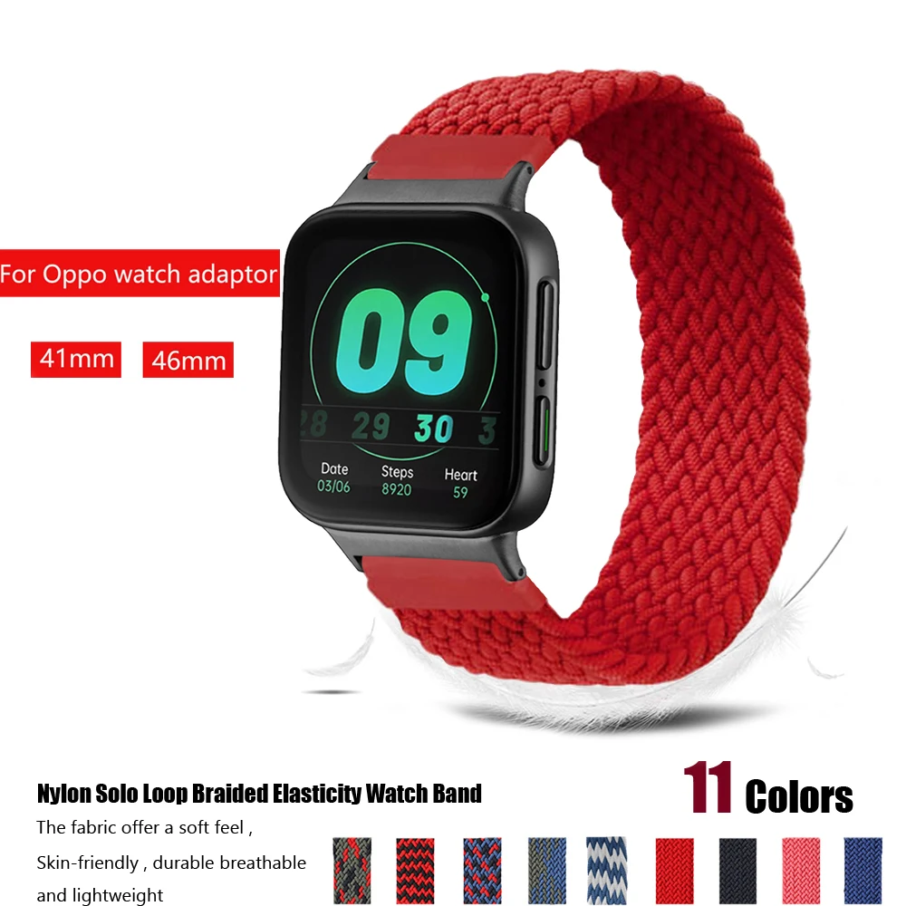 

nylon strap for Oppo Watch band 41mm 46mm Elastic Bracelet smart watch watchband Braided Solo Loop correa for Oppo wristbelt