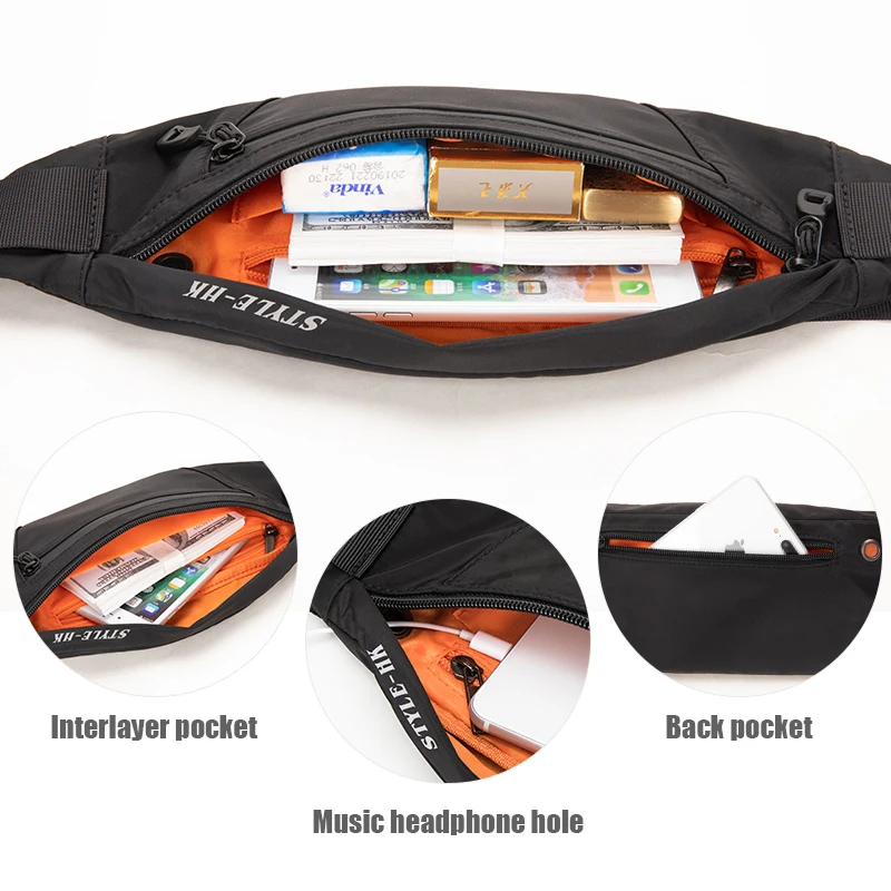 Hk Man Waist Bag New Fashion Fanny Pack Chest Pack Travel Outdoor Sports Crossbody Bag Casual Male Waterproof  Bum Belt Bag