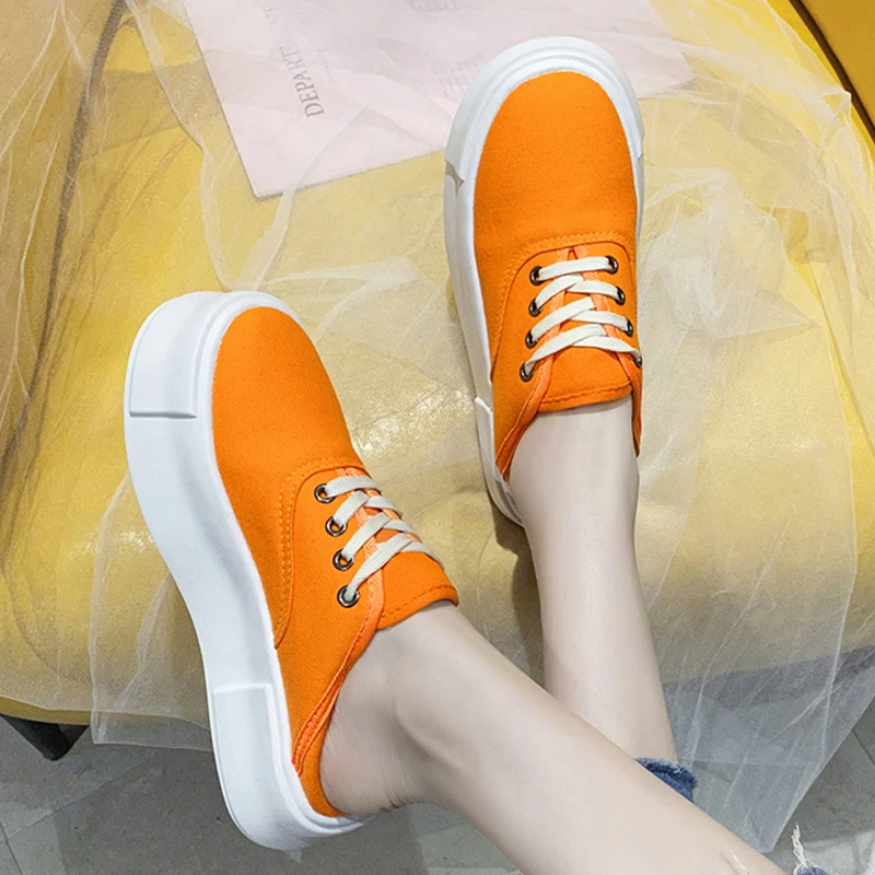 

Women's Shoes Platform All-Match Casual Female Sneakers Slip-on Modis Round Toe Clogs Slip On 2021 Retro Summer Espadrille Cross