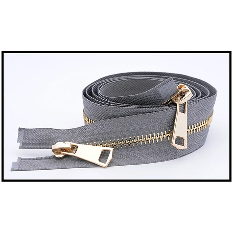 gold-grey Meetee 120 см 5# Металлические молнии двойной слайдер открытый конец молнии DIY Швейные Инструменты пуховик пальто одежда портной ремонт аксессуары - Цвет: gold-grey
