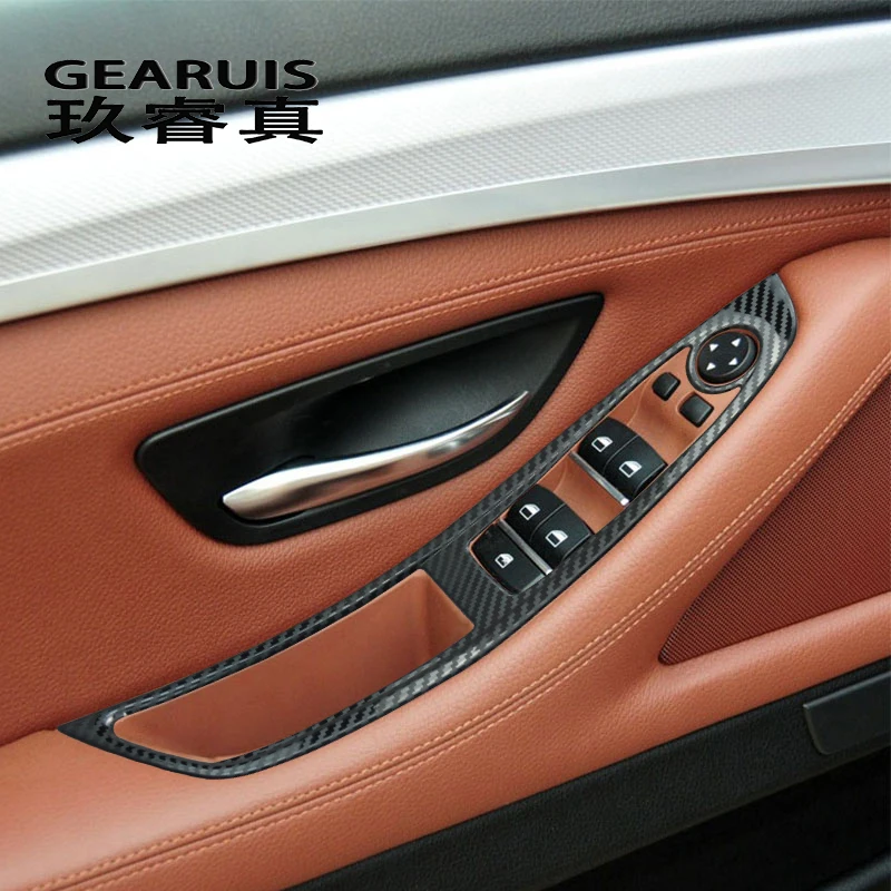 

Car Interior Decoration Carbon Fiber Auto Window Switch Control Panel Covers Stickers Trim Car Styling For BMW 5 Series F10 F18
