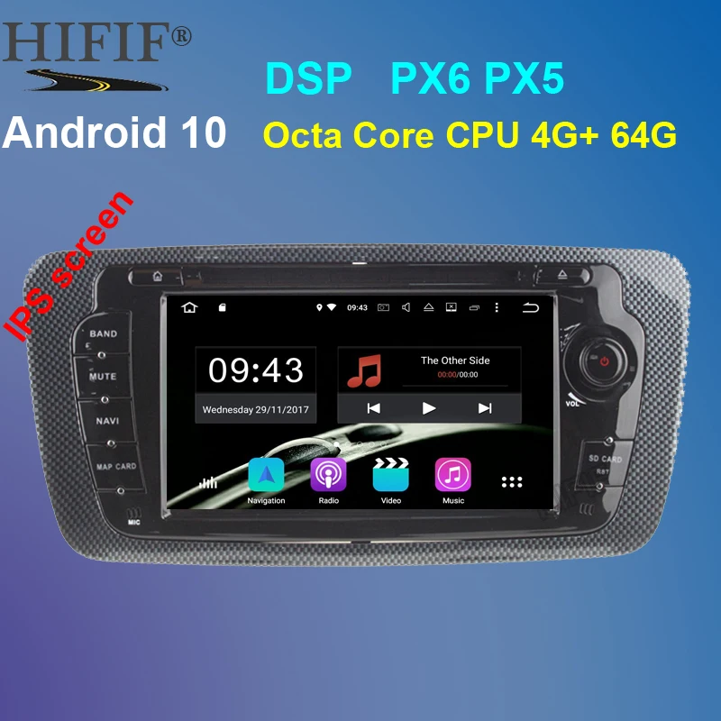 Восьмиядерный PX6 Android 10 автомобильный DVD GPS навигация Авторадио для Seat Ibiza 2009 2010 2011