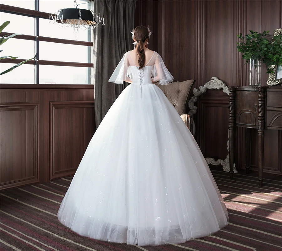 Белые кружевные платья HPYFNSH размера плюс с v образным вырезом и расклешенными