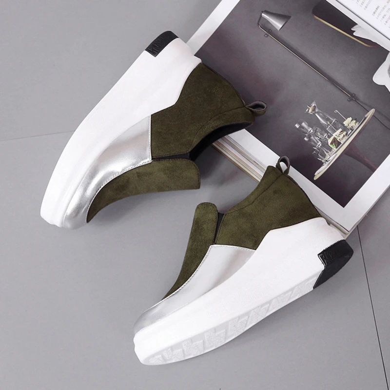 

Women White Shoes Hidden Heel Wedges Shoes Casual Slip on Women Loafers Spring Pu Leather Loafers Female Autumn Shoe Loafer